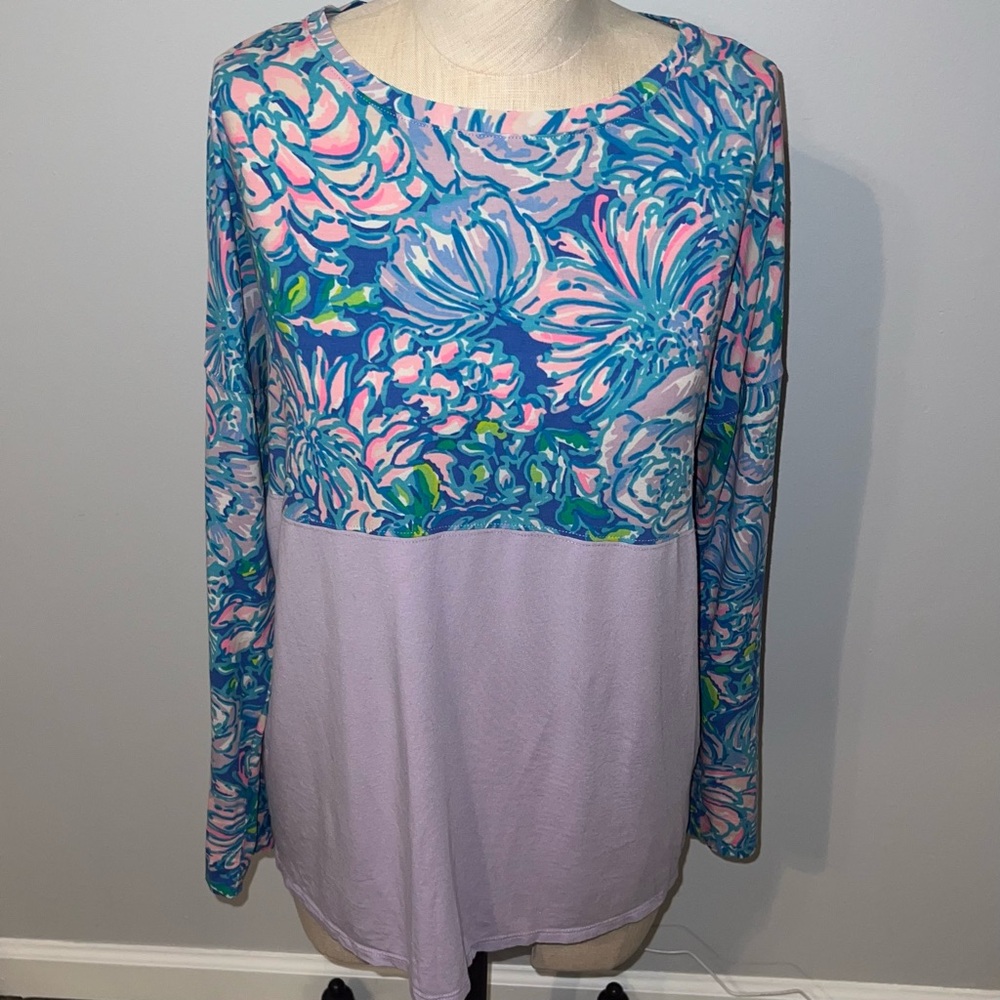 Lilly Pulitzer Finn Top Purple/Blue Print Size Small - Picture 1 of 8